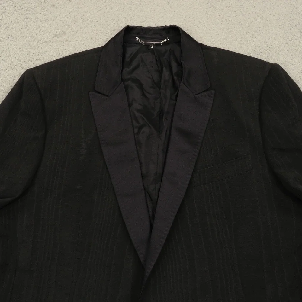 Dolce & Gabbana Blazer 42R Silk Woodgrain Print Tuxedo Jacket Black
